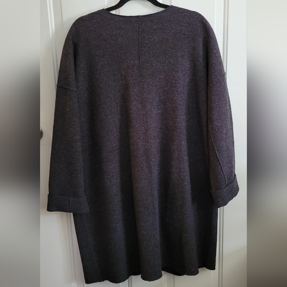 Eileen Fisher Grey Wool Blend Long Cardigan - Picture 3 of 3